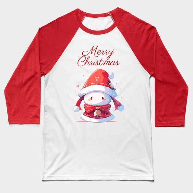 Merry Christmas red bell with ribbon Baseball T-Shirt by DemoArtMode